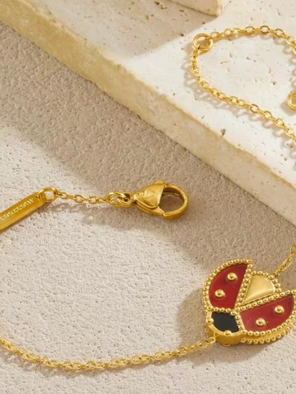 Gold-Plated Red Ladybug Necklace, Bracelet & Earring Set - Picture 6 of 9